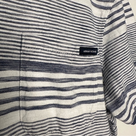 Armani Exchange | Blue Striped One Pocket Tee Size XS - Picture 3 of 7
